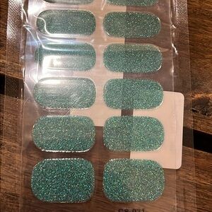 Glitter Turquoise color Nail Wraps - Sparkle Nail Art Stickers
